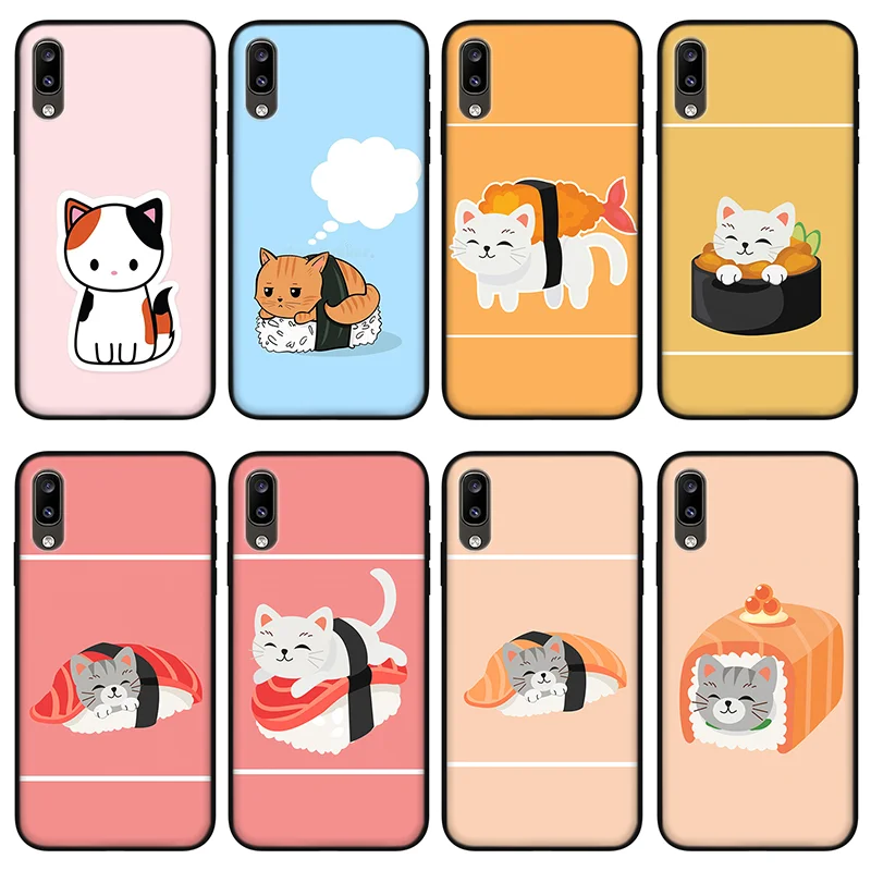 

Japanese cat sushi phone case Xiaomi mi 9 lite redmi K30 K40 7A 8A 9A 9C Silicone case for Redmi Note 9s 8T 7 8 9 5 Pro