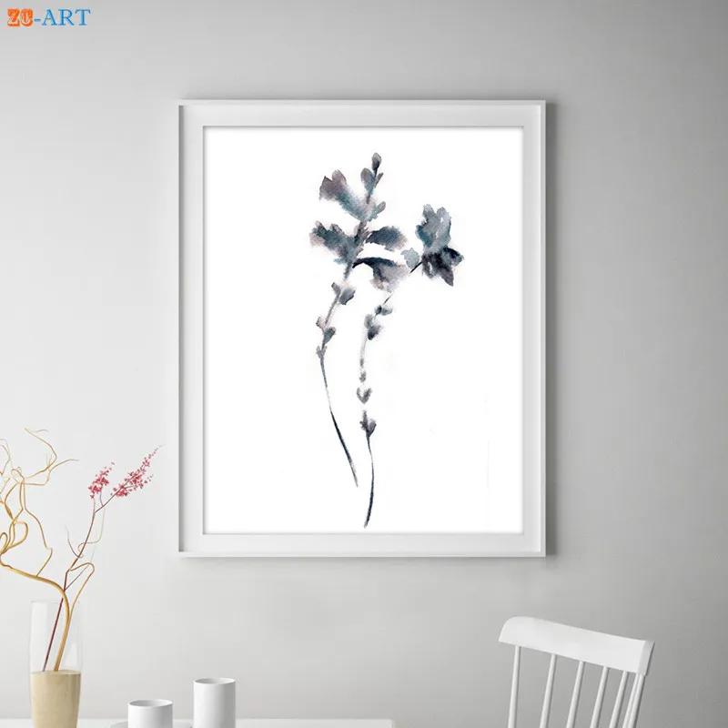 Минималистичные Серебристые Серые Цветочные акварельные принты современная