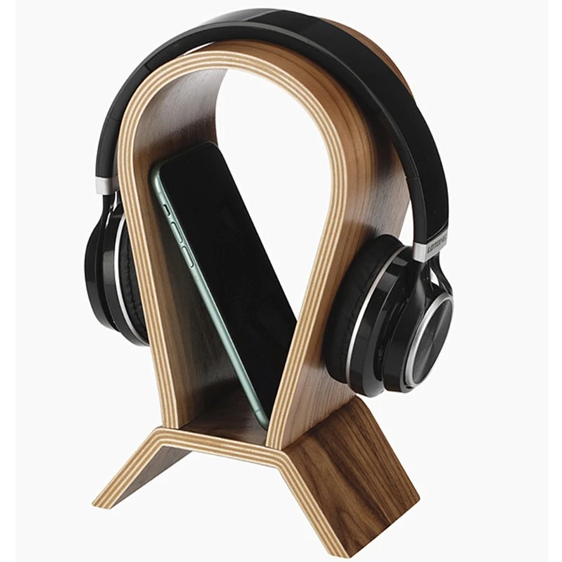 

Wooden Earphone Stand Gaming Headphone Display Holder Classical Headset Stand Craft for Headset Cable, Gamepad
