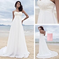 elegant beach style white wedding dress a line strapless lace sequin beach slim fit party bridal dress