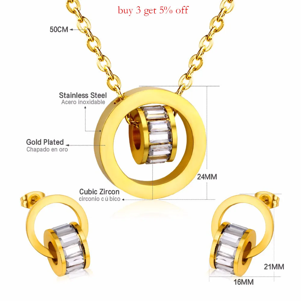 LUXUKISSKIDS свадебные комплекты ювелирных изделий из нержавеющей стали Круглый Кулон