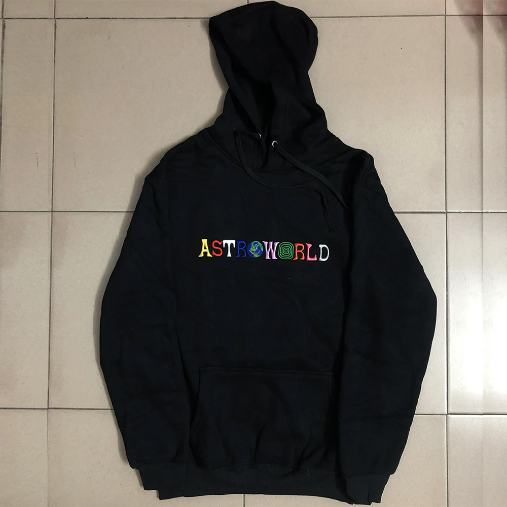 

TRAVIS SCOTT Astroworld Embroidered Rainbow Letter WISH YOU WERE HERE print Men Women Pullover Hoodie Fashion Hip Hop Sweatshirt