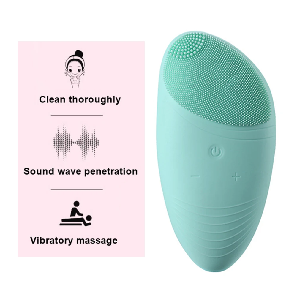 Face Cleansing Brush Electric Silicone Facial Deep Cleaning Pore Cleaner Massage Skin Care Waterproof Wash Artifact | Красота и