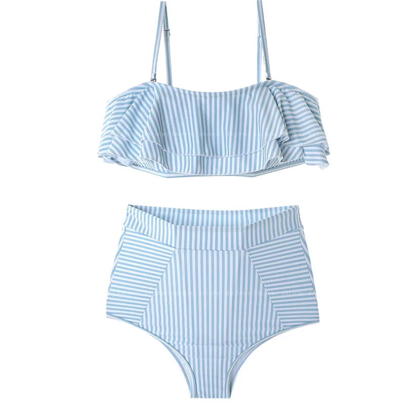 

Bathing Suit Women 2021 Swimsuit Ladies Beach Fashion And Bikini New Sexy Stripe Split Polyester Sierra Surfer Set Push Up