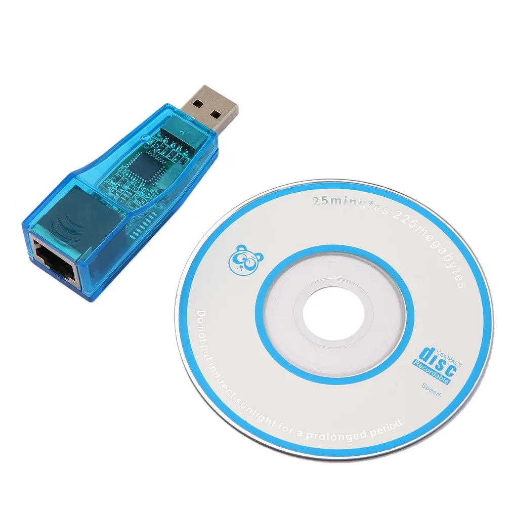Сетевой адаптер с USB 1 на LAN RJ45 Ethernet 10/100 Мбит/с для Win7 Win8 Android планшетный ПК Синий