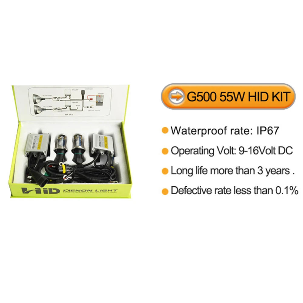 Биксенон H4 HID комплект 55 Вт G500 цифровой балластный блок hid конверсионный Ксенон h4 3