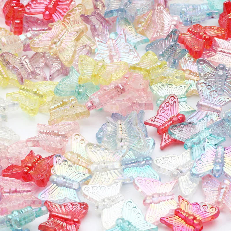 50 шт., акриловые бусины в форме бабочки, 13 х16 мм