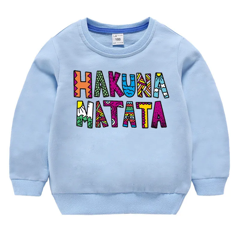 Детский хлопковый пуловер с принтом хакуна матата для девочек топы маленьких
