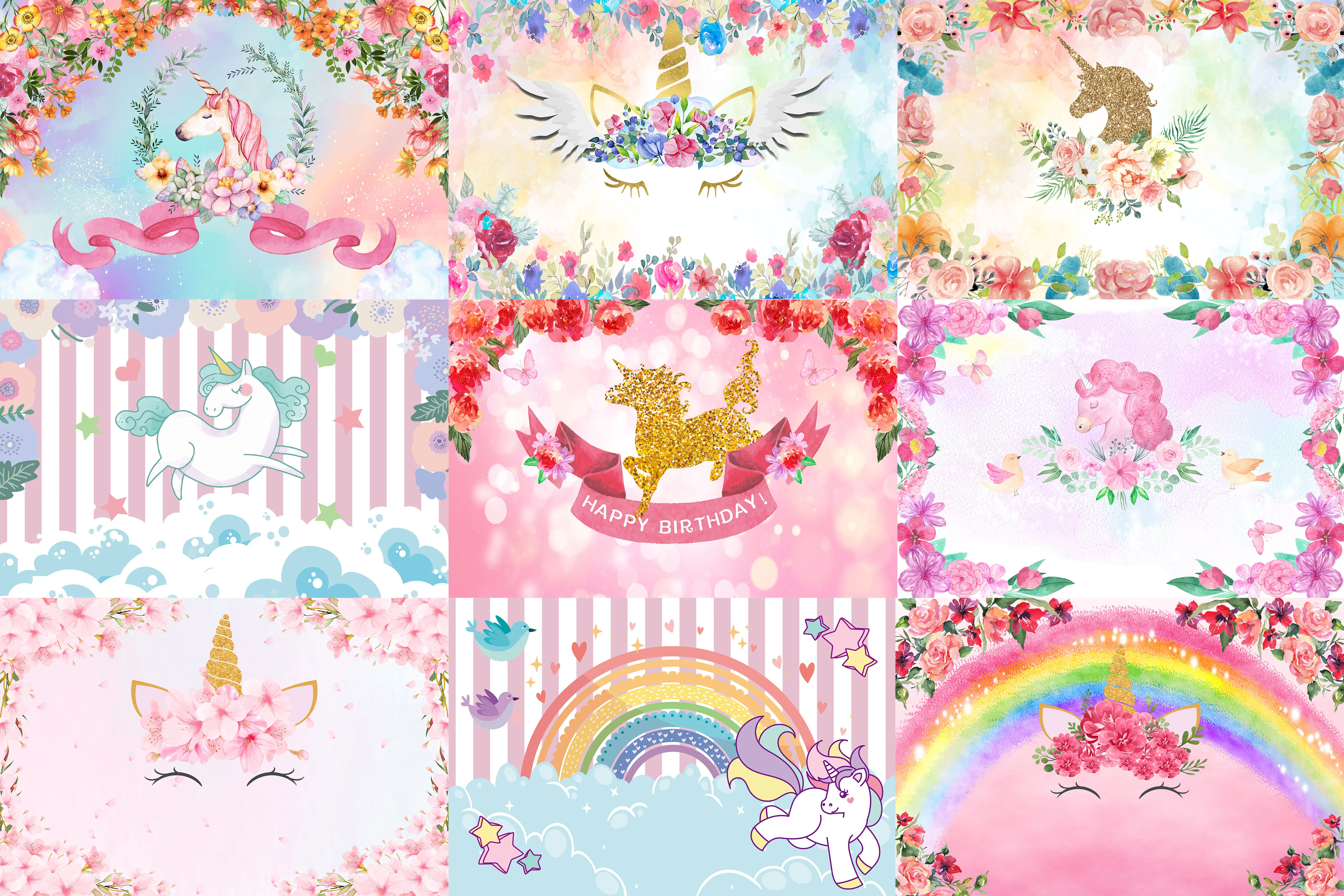 

Весенний цветочный фон SeekPro для фотосъемки с изображением единорога ленты неба облака фон для фотосъемки на день рождения для украшения веч...