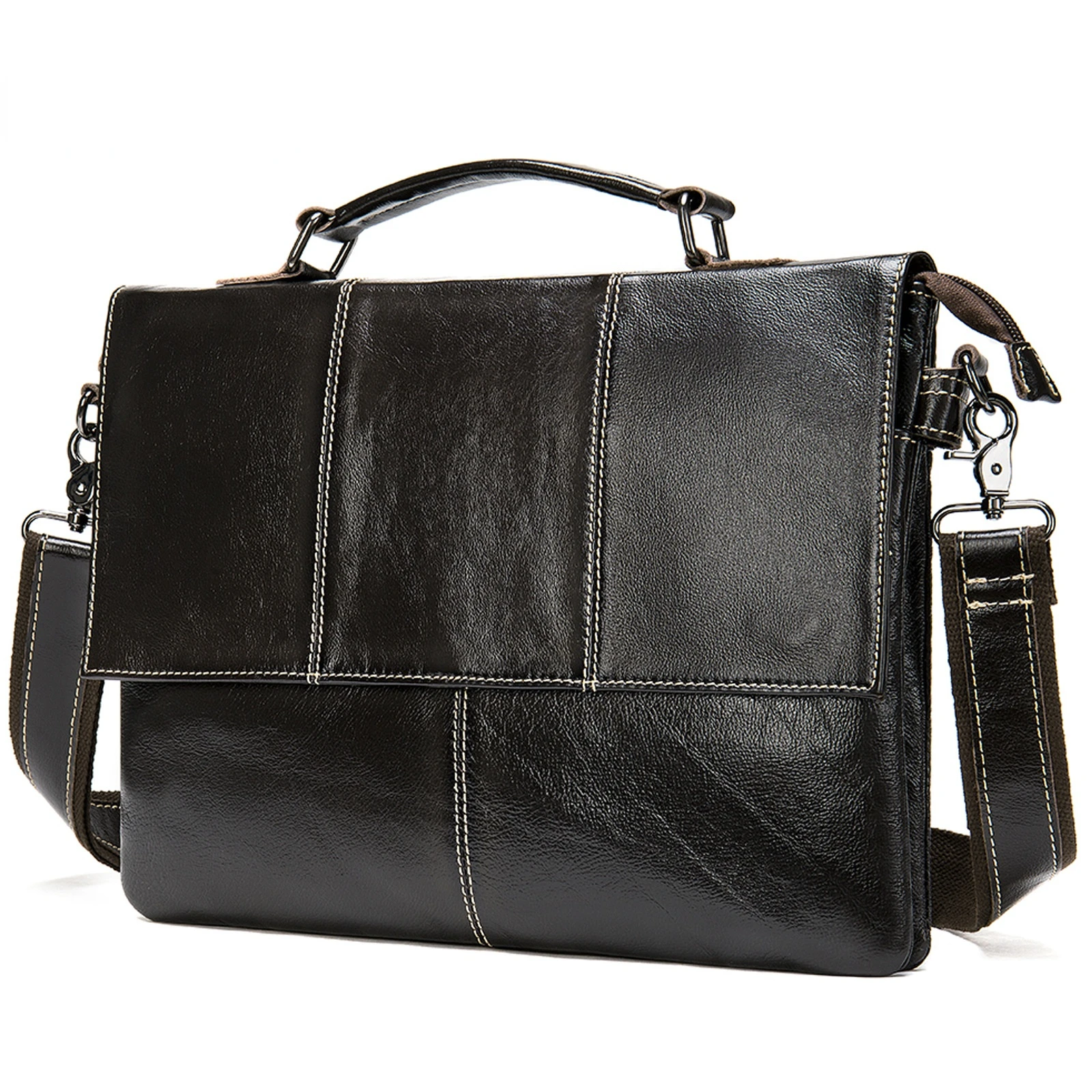 

Genuine Leather Men's Handbags Fashion Briefcase Large Tote Laptop Bag 2021 Business Vintage Office Male Shoulder Messenger Bag