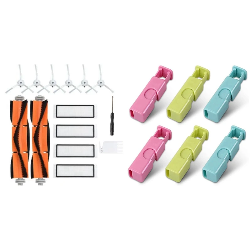

1Set HEPA Filter Main Brush Side Brush For XIAOMI ROBOT MIJIA Robot 1 1S & 6X Squeeze Bread Bag Clips, Bag Cinches