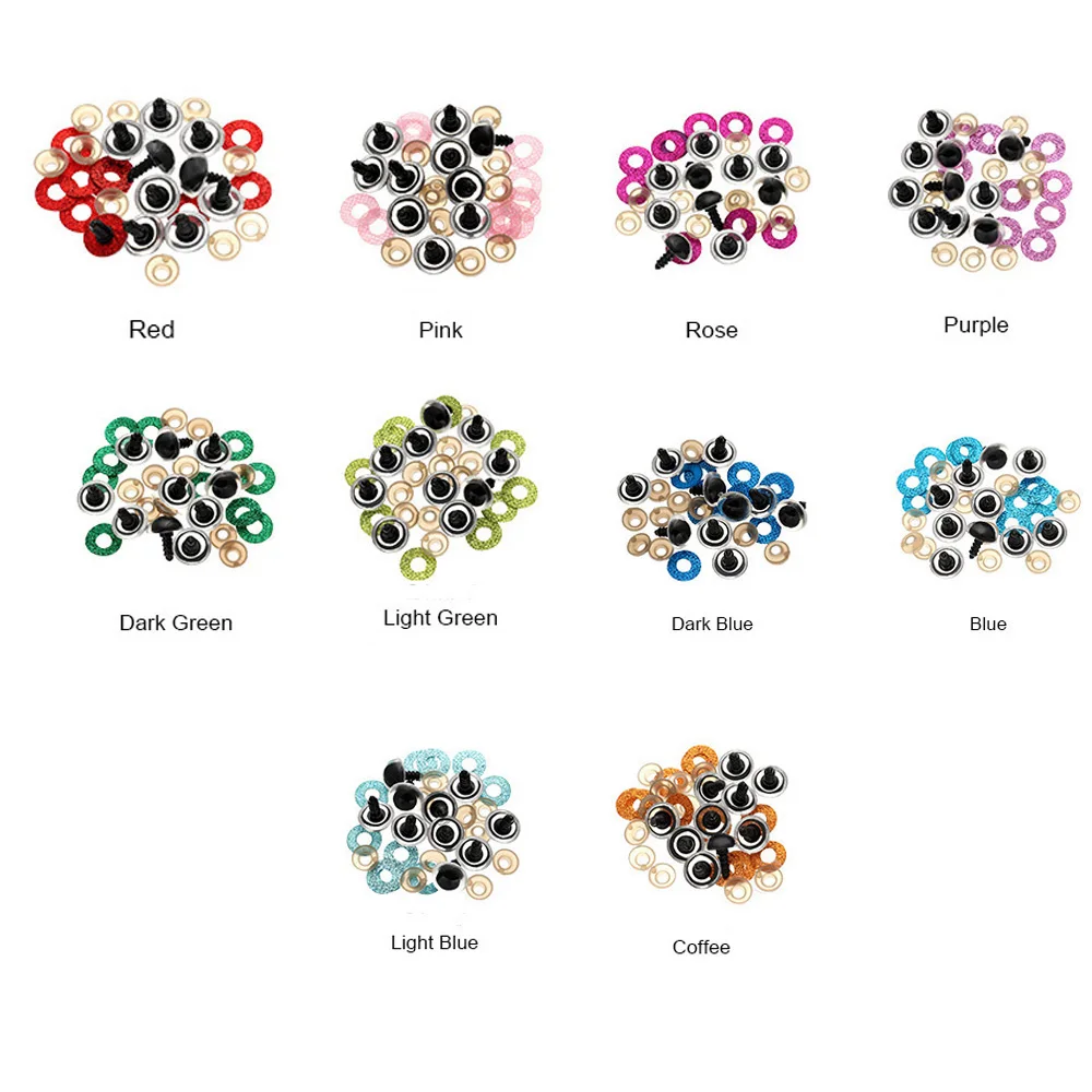 5Pairs 3D Glitter Plastic Doll Safety Eyes Washer 16/18/20/24mm For Teddy Bear Stuffed Plush Toys Dolls Amigurumi Accessory - купить по