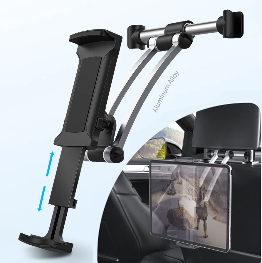 

Reposacabezas de aluminio para asiento trasero de coche soporte para telefono y tableta de 5-13 pulgadas, para iPad Air Pro 129