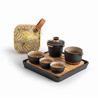 balck pottery portable travel tea set gift small travel chinese kung fu tea pot cup traditional ceramic kupa teaware sets de50cj