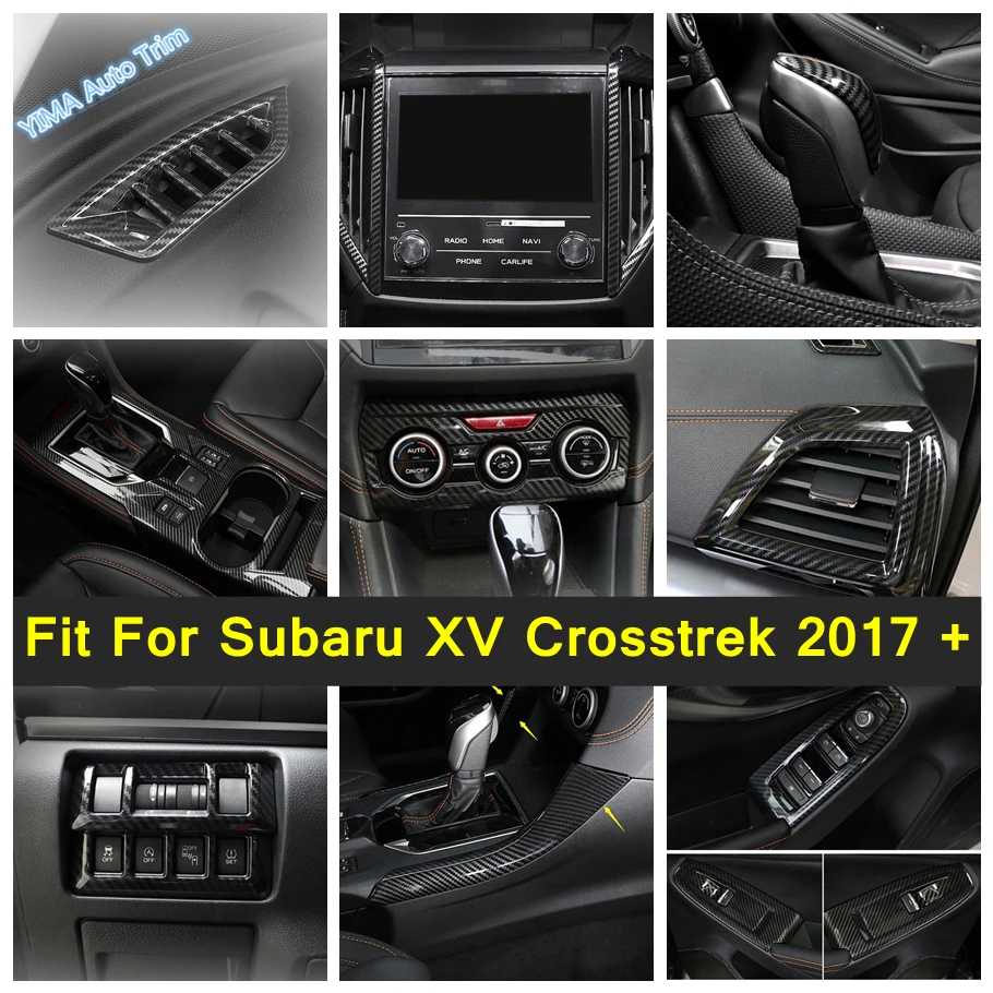 

Interior Refit Kit Fit For Subaru XV Crosstrek 2017 - 2021 Inner Door Handle Bowl / Middle Air AC Outlet Vent Cover Trim ABS