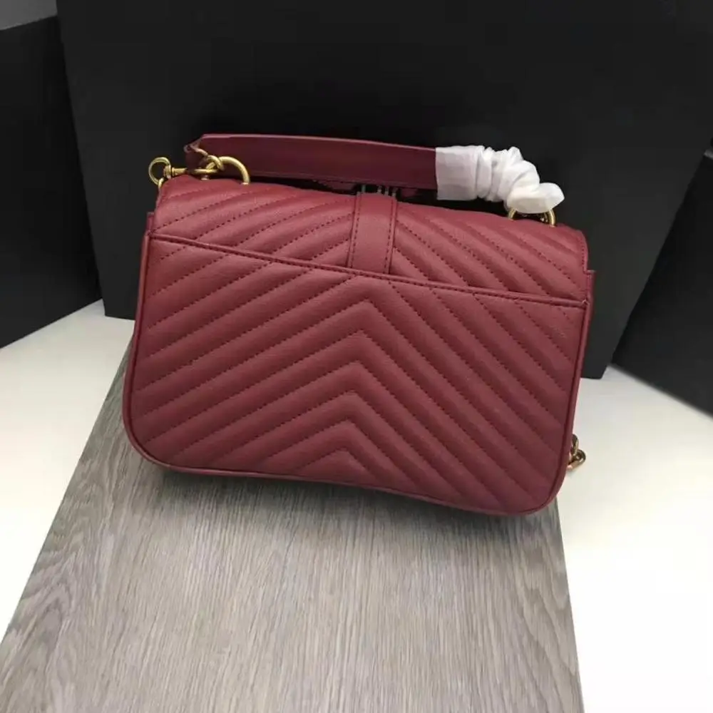 red with gold Лидер продаж, Модные Винтажные женские дизайнерские сумки, женские полосатые кожаные сумки золотого и серебряного цвета с цепочкой, сумка-мессенджер и сумка на плечо - Цвет: red with gold