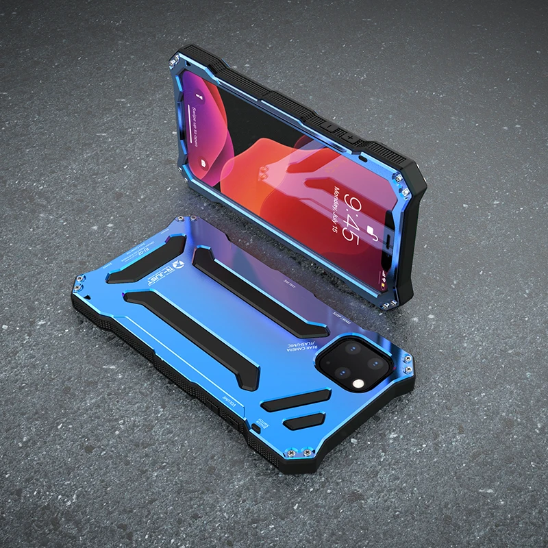 

For iPhone 12 Pro Max XS XR X 12 Mini 11 7 8 Plus SE2 Case Metal Shockproof Military Bumper Heavy Duty Sturdy Protective Cover