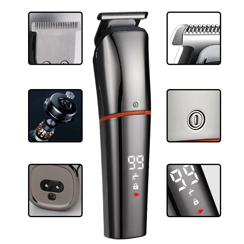 

Kemei Rechargeable Hair Trimmer Waterproof Wireless Electric Shaver Beard Nose Ear Shaver Hair Clipper Tool barber clippers 5