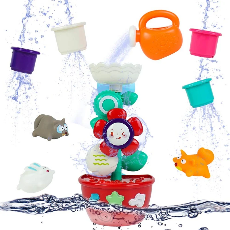 

Bath Water Toys for Toddlers- Water Play Toys with Suction Cups and Stacking Cups for Bathtub Swimming Pool Beach Game