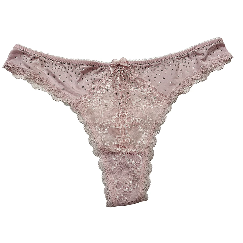 

Rhinestones Underwear Diamonds Low Waist Briefs T-back Panties Women Sexy Thongs