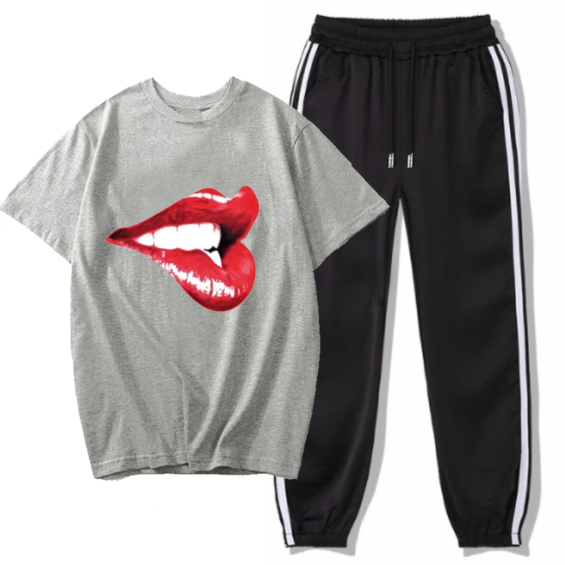 

Plus Size Graphic Tees Women Tops Tongue Print T Shirt Cotton Tee Shirt Pullover O Neck Short Sleeve Suit