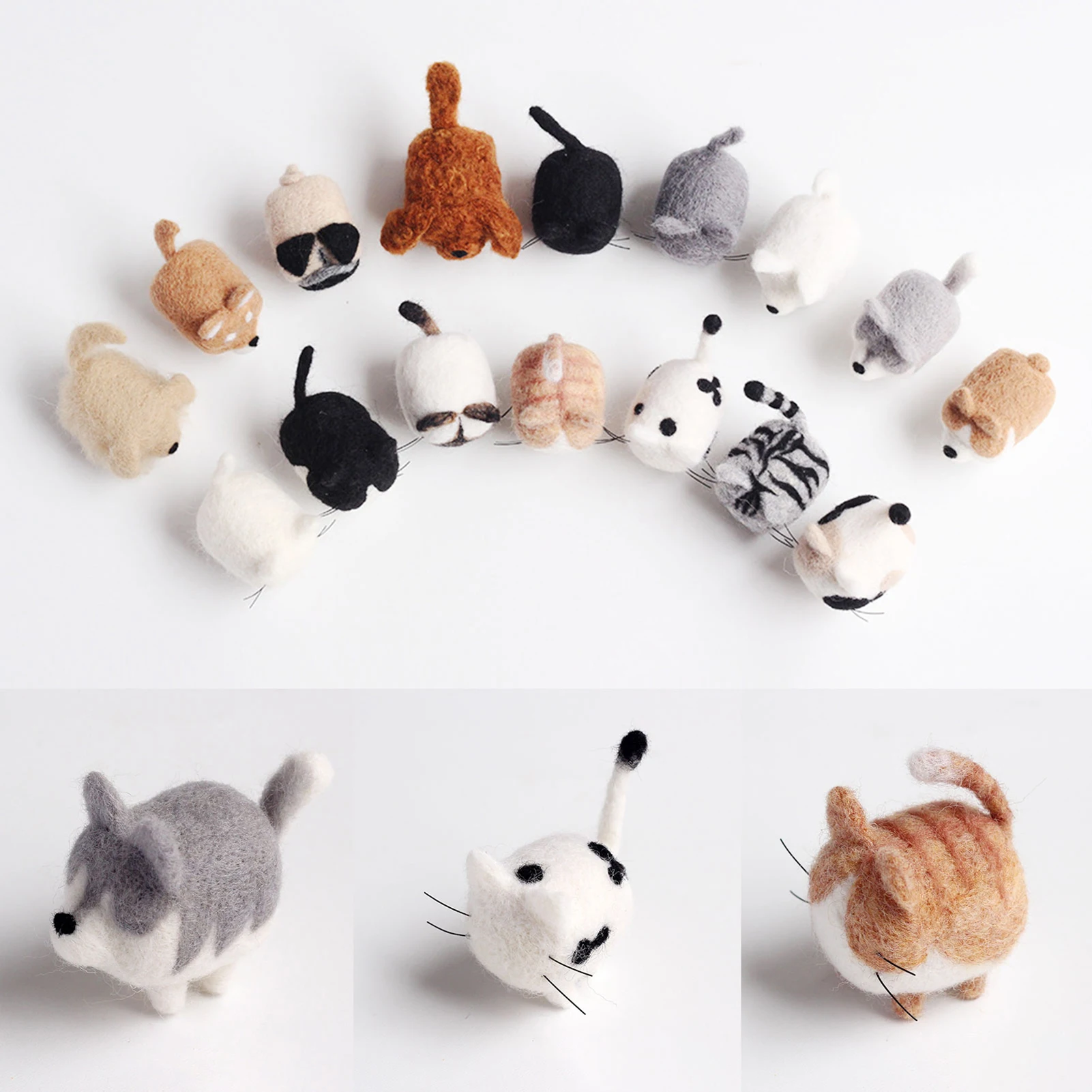 DIY No Faceless Dog Tiger Cat Wool Felt Doll Non-Finished Needle Felting kit Accessories For Kids Felt Poked Children Handmade