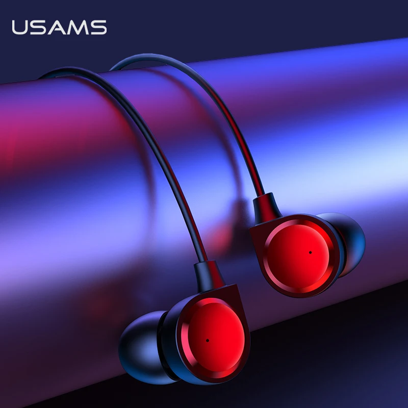 USAMS наушники вкладыши 3 5 мм Металл Hifi микрофон с проводной гарнитурой стерео