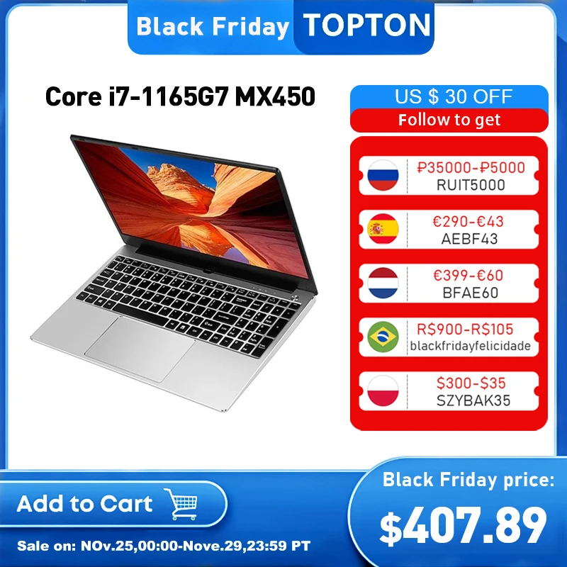 Ноутбук 15,6 дюйма, ультрабук Intel Core i7 1165G7 i7 10510U, игровой ноутбук с 32 Гб ОЗУ, 2 ТБ SSD, с подсветкой клавиатуры, экран IPS - изображение