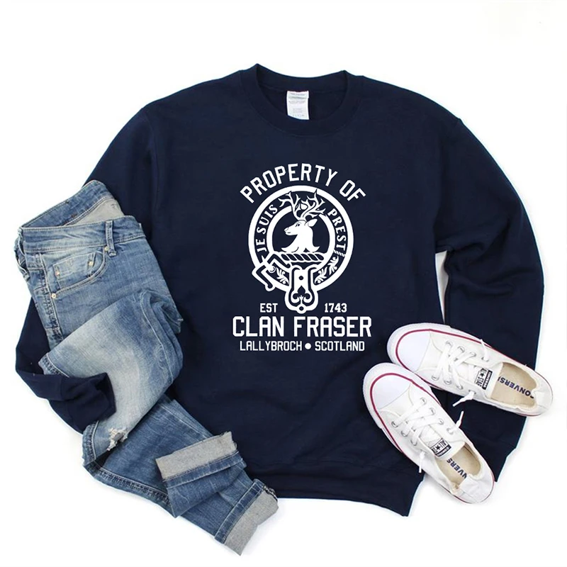 Property of Clan Foster Outlander Women's Sweatshirt Claire Jamie Fraser Tv Show Crewneck Pullovers Sassenach Outfits | Женская