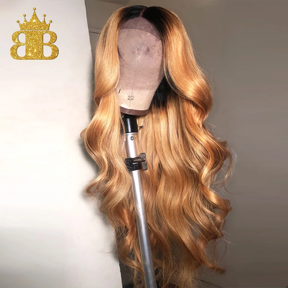 13*4 бразильские объемные волны Омбре T1b/27 Кружевные передние человеческие волосы парики для женщин предварительно выщипанные волосы remy отбеленные узлы нагрудник