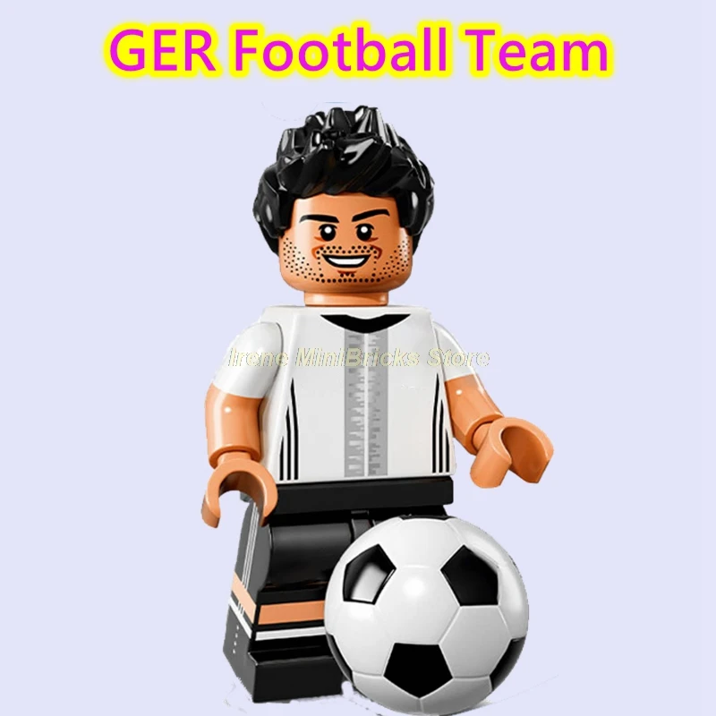 GER Football Team Football Player Cristiano Ronaldo Neymar Beckham Kobe Bryant Messi Pogba Modric Labron James Toys For Children Building Blocks - Цвет: GER Football Team