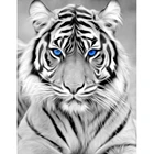 5D сделай сам, полностью круглая алмазная живопись, черный и белый тигр с голубыми глазами, вышивка крестиком, алмазная вышивка, мозаика, украшение для дома