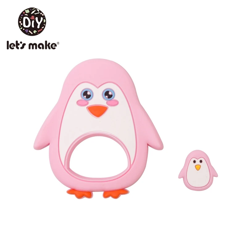 penguin1 Let's Make 2 шт./компл. силиконовый Прорезыватель для зубов малышей игрушки Diy Аксессуары для колясок для соски с цепочкой, Еда Класс игрушки Детский Прорезыватель для зубов - Цвет: penguin1