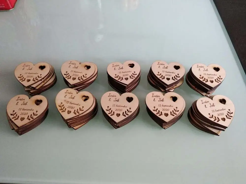 005/лазерное сердце/Персонализированная Свадьба/магниты деревянный деревенский