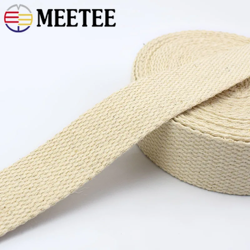 Хлопчатобумажная тесьма Meetee 5 метров 25/32/38/50 мм натуральная цветная холщовая