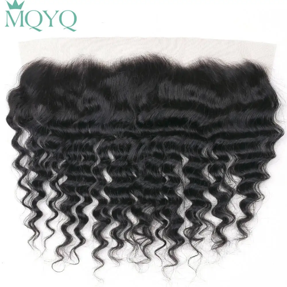 MQYQ глубокая волна пряди с фронтальной Remy малазийские человеческие волосы