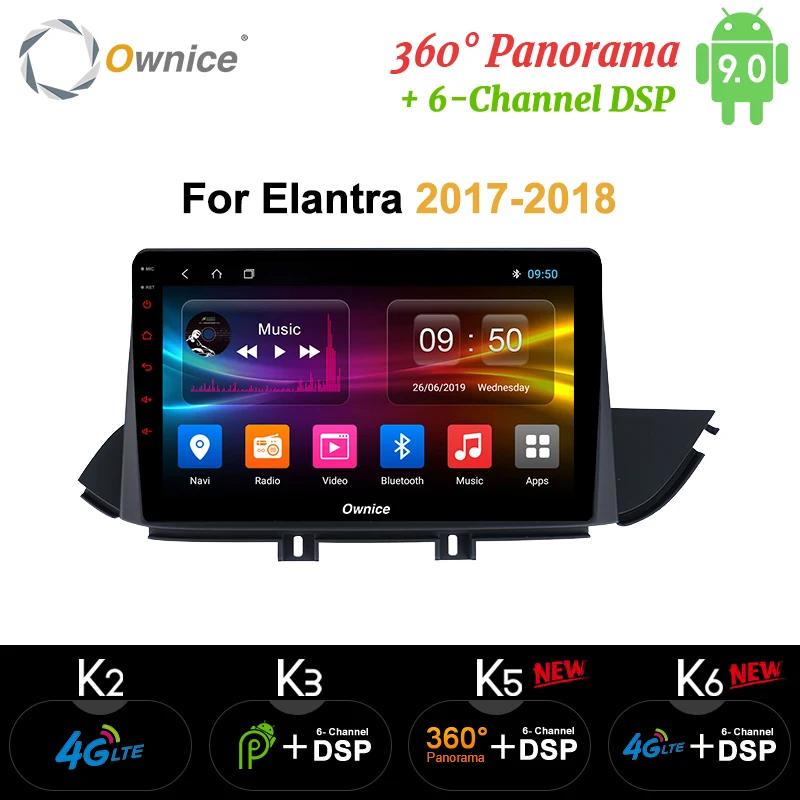 Автомобильный мультимедийный плеер Ownice k3 k5 k6 Android9.0 автомобильный DVD для Hyundai Elantra