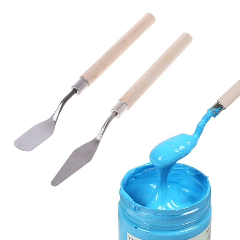 

2Pcs Stainless Steel Palette Knife Spatula Scraper for Mixing Art Oil Painting 72XF
