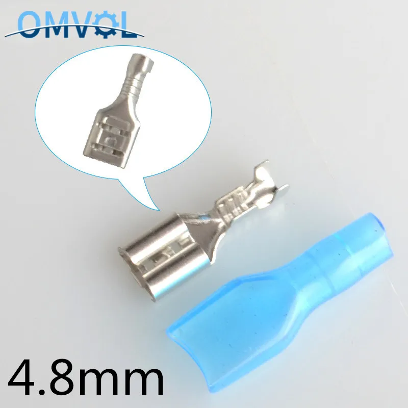 4 8 мм обжимной терминал 100 шт Женский Разъем лопаты с синий корпус | Обустройство