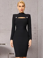 adyce winter long sleeve women bandage dress 2021 new sexy hollow out black club celebrity evening runway party dresses vestidos