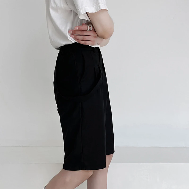 

New cool five point trend men's fashion loose straight youth trousers men's casual pants adornment versatile ribbon summer