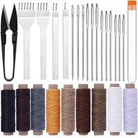 lmdz leather craft hand stitching tools leather hole punches lacing stitching punch tool leather sewing waxed thread and needle