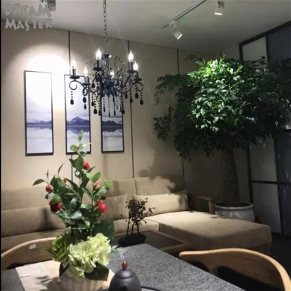 Винтажный Ретро светильник люстра из черного кованого железа + черный