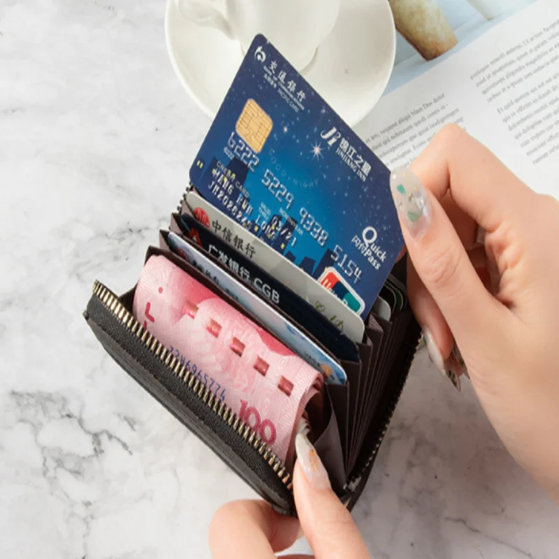 

ID Card Holder Pu Zipper Mini Coin Purse Credit Card Holder Solid Color Business Card Case Кошелек Женский Tarjetero Carteira