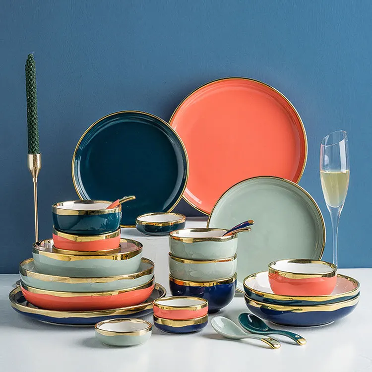 Позолоченная керамическая посуда креативное домашнее блюдо тарелка для рыбы