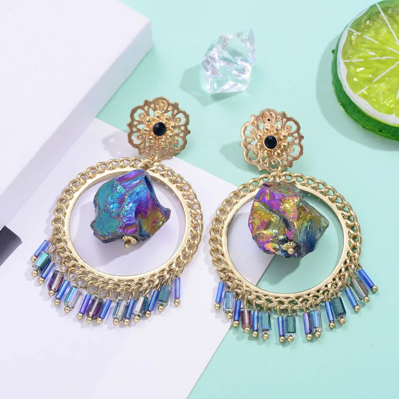 Женские серьги-подвески с крупными камнями Shineland | Украшения и аксессуары