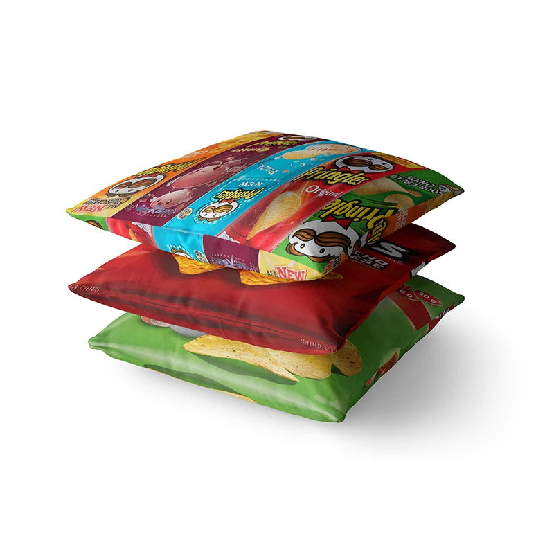 

Funny Potato Chips 3D Printed Pillow Cases Multicolor Sofa Cushion Covers For Bedroom Home Decoration Throw Square Pillowcases