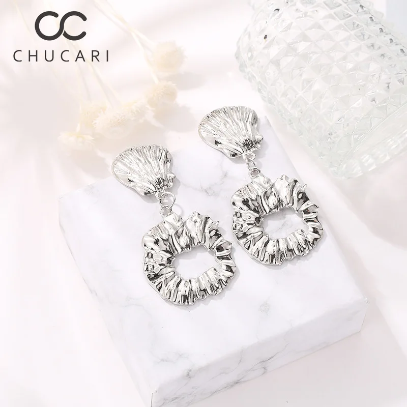 CHUCARI Модные женские богемные серьги в виде раковины с золотой морской звездой