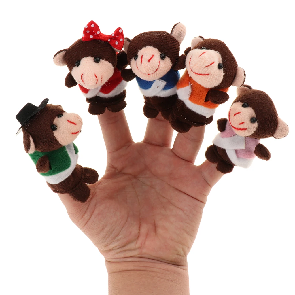 

7 Pieces Soft Monkey Plush Finger Puppets, Story Telling Props,