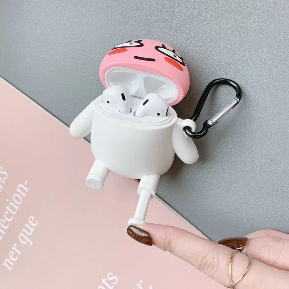Наушники в форме кота чехол для Airpods 2 Чехол Силиконовый 3D стежка лев мультфильм Милая подставка в виде медведя чехол для Apple Air Pods чехол для Earpods